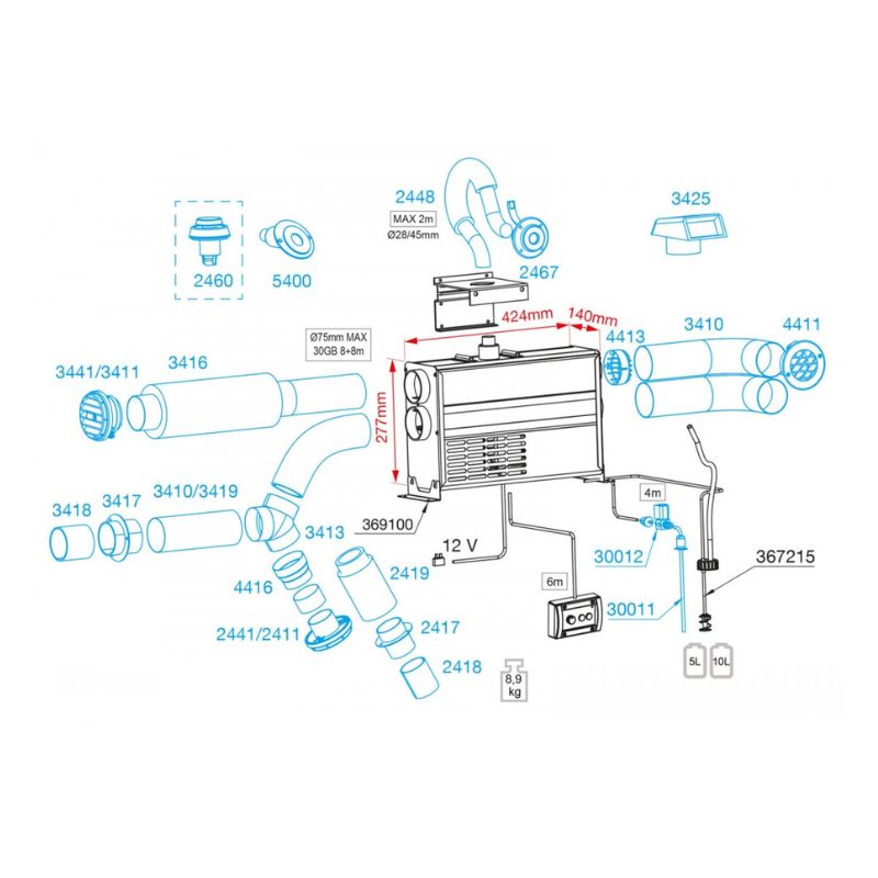 Chauffage Wallas Diesel VIKING AIR 12 Volts