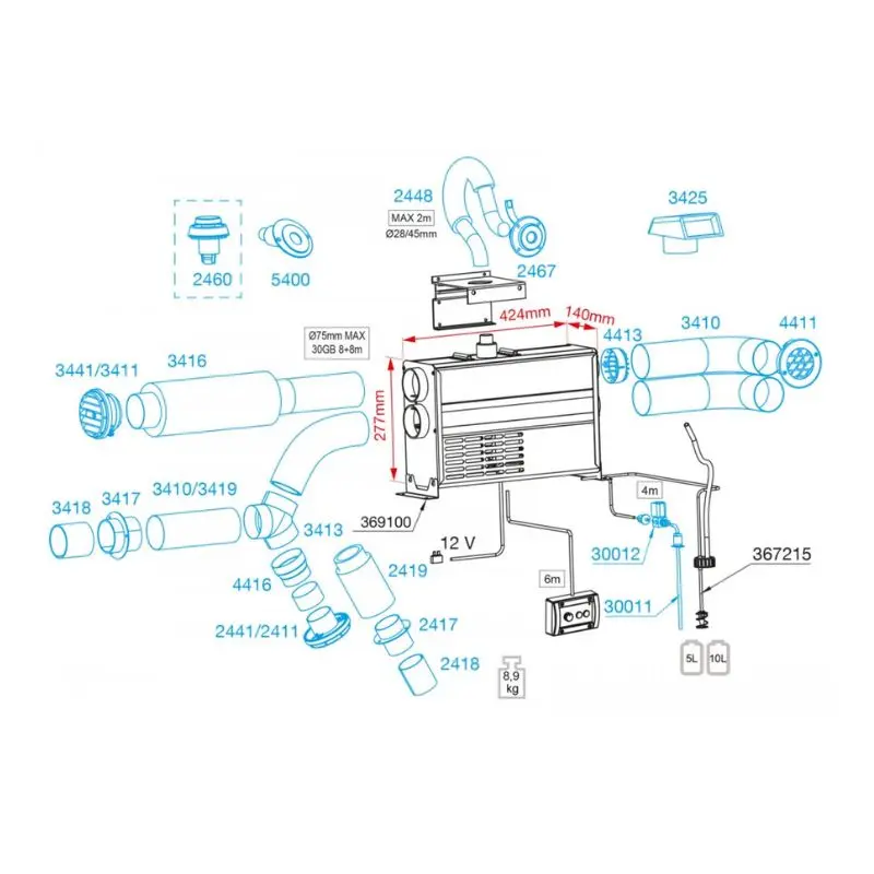 Chauffage Wallas Diesel VIKING AIR 12 Volts.webp