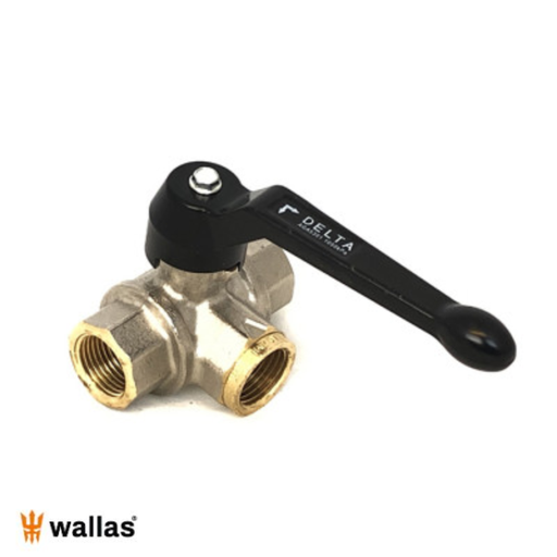 [7129] Vanne 3 voies femelle 1/2" en laiton nickelé